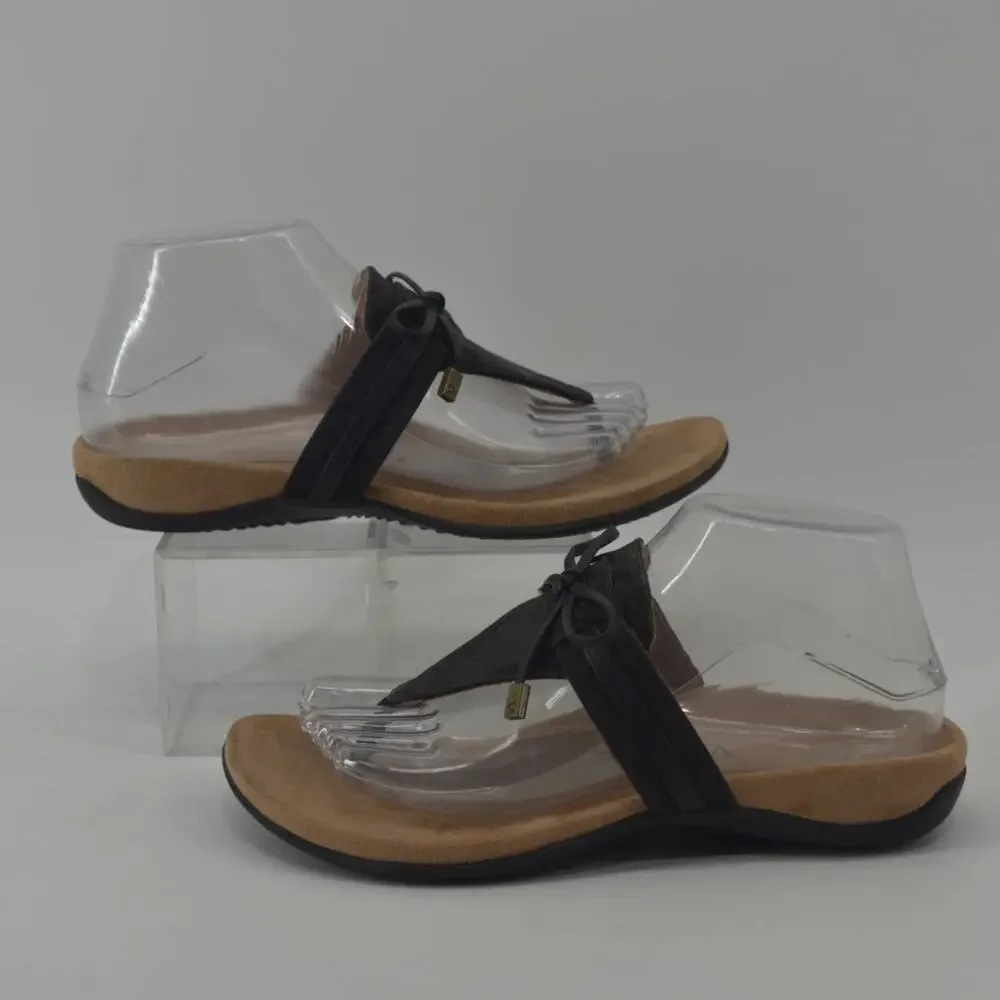 Vionic Black and Tan Comfort Thong Sandals